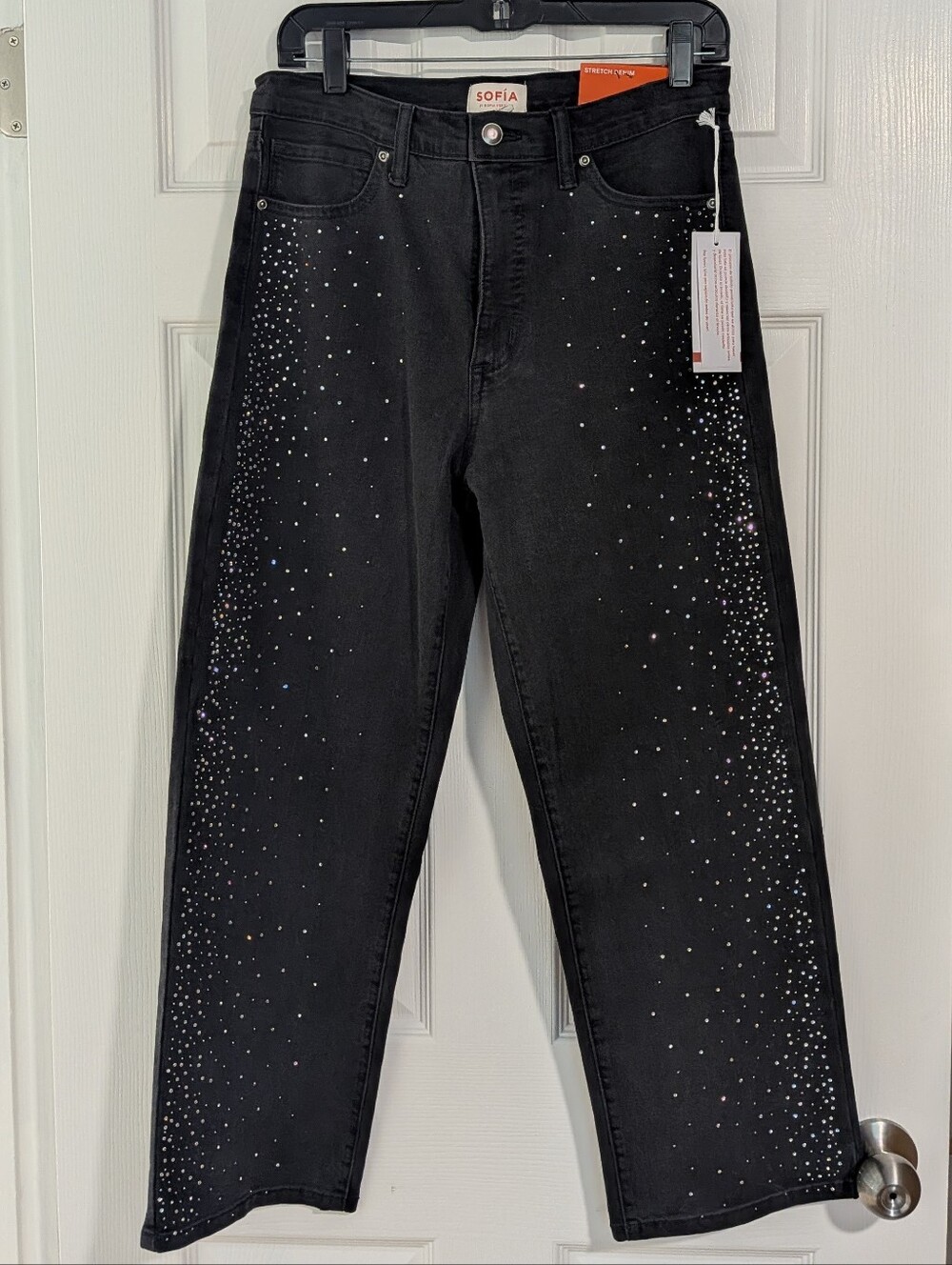 sofia by sofia vergara Black Rhinestone Straight Jeans